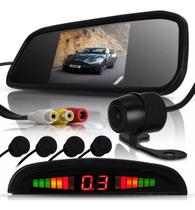 Kit Retrovisor Lcd Camera Sensor De Estacionamento Universal