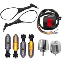 Kit Retrovisor Punho F800 Cb500 Peso Cromado Pcx 4 Pisca Led Kit Retrovisor Punho F800 Cb500 Peso Cromado Pcx 4 Pisca Led