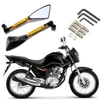 Kit Retrovisor Triangular Esportivo R08 Dourado para Moto CG 150 Start 2005 2006 2007 2008 2009 2010 2011 2012 - 2020