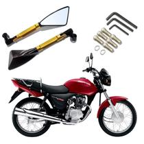 Kit Retrovisor Triangular Esportivo R08 Dourado para Moto CG 150 Titan KS 2004 2005 2006 2007 2008 2009 2010 - 2020