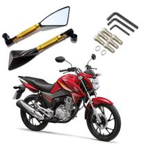 Kit Retrovisor Triangular Esportivo R08 Dourado para Moto CG 160 Titan SE 2005 2006 2007 2008 2009 2010 2011 - 2020