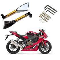Kit Retrovisor Triangular Esportivo R08 Dourado para Moto Honda CBR 250R 2010 2011 2012 2013 2014 2015 2016 2017