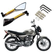 Kit Retrovisor Triangular Esportivo R08 Dourado para Moto Honda CG 150 Titan ESD 2005 2006 2007 2008 2009 2010 - 2020