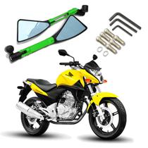 Kit Retrovisor Triangular Esportivo R08 Stallion Verde para Moto Honda CB 300R 2010 2011 2012 2013