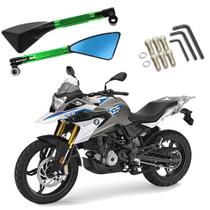 Kit Retrovisor Triangular Esportivo Stallion R08 Verde para Moto BMW G 310 GS 2016 2017 2018 2019