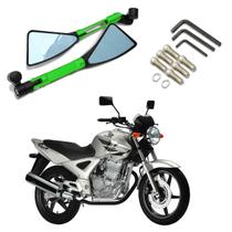 Kit Retrovisor Triangular Esportivo Stallion R08 Verde para Moto Honda CBX 250 Twister 2001 2002 2003 2004 até 2012