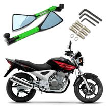 Kit Retrovisor Triangular Esportivo Stallion R08 Verde para Moto Honda CBX 250 Twister 2016 2017 2018 2019