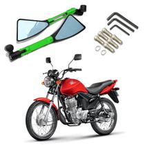 Kit Retrovisor Triangular Esportivo Stallion R08 Verde para Moto Honda CG 125 FAN 2005 2006 2007 até 2013