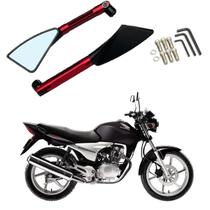 Kit Retrovisor Triangular Esportivo Stallion R08 Vermelho para Moto CG 150 Sport 2005 2006 2007 2008