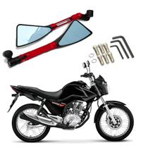 Kit Retrovisor Triangular Esportivo Stallion R08 Vermelho para Moto CG 150 Start 2005 2006 2007 2008 2009 2010 - 2020
