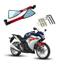 Kit Retrovisor Triangular Esportivo Stallion R08 Vermelho para Moto Honda CBR 250R 2012 2013