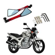Kit Retrovisor Triangular Esportivo Stallion R08 Vermelho para Moto Honda CBX 250 Twister 2001 2002 até 2012
