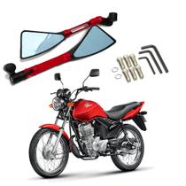 Kit Retrovisor Triangular Esportivo Stallion R08 Vermelho para Moto Honda CG 125 FAN 2005 2006 2007 até 2013