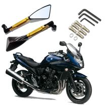 Kit Retrovisor Triangular R08 Esportivo Dourado para Moto Suzuki Bandit 1200 2007 2008 2009 2010 2011 2012 até 2019