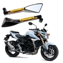 Kit Retrovisor Triangular R08 Esportivo Dourado para Moto Suzuki GSR 750 2007 2008 2009 2010 2011 2012 até 2019