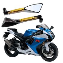 Kit Retrovisor Triangular R08 Esportivo Dourado para Moto Suzuki GSR 750F 2007 2008 2009 2010 2011 2012 até 2019