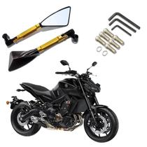Kit Retrovisor Triangular R08 Esportivo Dourado para Moto Yamaha MT 09 850CC 2007 2008 2009 2010 2011 2012 até 2019