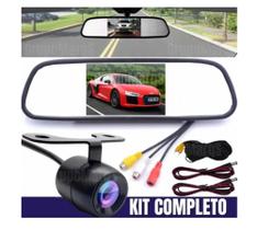 Kit Retrovisor Visor Espelho Tela Lcd Veicular + Câmera De Ré