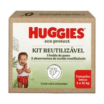 Kit Reutilizável Huggies Eco Protect 1 Fralda de Pano na Cor Vermelha e 2 Absorventes de Tecido Reutilizáveis Tamanho Único 4 a 16kg