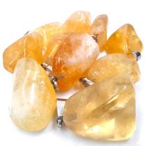 Kit Revenda 10 Pingentes de Citrino Rolado Pedra Natural 2cm