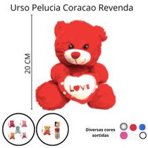 Kit Revenda 5 Super Ursinho de Pelucia Macio Coração Urso Presente 21cm