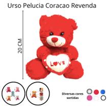 Kit Revenda 5 Super Ursinho de Pelucia Macio Teddy Bear Peludo Coração Revenda Presente 21cm - eoc