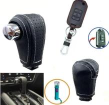 Kit Revestimento Couro Capa Manopla Câmbio Automático e Chaveiro Honda Hrv 2009 a 2022