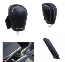 Kit Revestimento Couro Capa Manopla Câmbio I-motion e Alavanca Freio de Mão Volkswagen Up