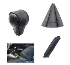 Kit Revestimento Couro Capa Manopla Câmbio Manual e Coifa Honda Fit 2009 a 2014