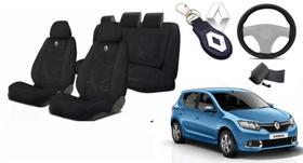 Kit Revestimento Personalizado Tecido Sandero 2016-2024 + Volante + Chaveiro