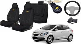 Kit Revestimento Tecido Assentos Onix 2013 a 2017 + Volante + Chaveiro GM Kit Revestimento Tecido Assentos Onix 2013 a 2017 + Volante + Chaveiro GM