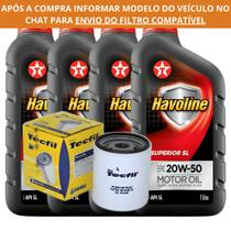 Kit Revisão - 4 Litros de Óleo de Motor Havoline Superior 20W50 + Filtro de Óleo Kit Revisão - 4 Litros de Óleo de Motor Havoline Superior 20W50 + Filtro de Óleo