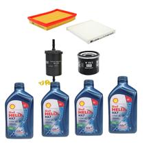 Kit Revisão 4 Litros de Óleo Shell Helix 10W40 Semi Sintético + Kit de Filtros Mann Filter Renault Kwid 1.0 12V SCE Flex 2017 em diante