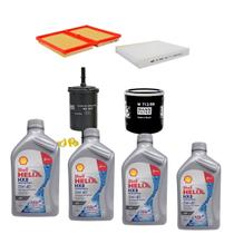 Kit Revisão 4 Litros de Óleo Shell Helix 5W40 Sintético HX8 + Kit de Filtros Mann Filter VW Polo 1.0 TSI Flex 2017 em diante
