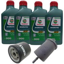 Kit Revisão 4 Litros Óleo 5W40 100% Sintético Castrol 1 Filtro Óleo 1 Filtro Combustível Gol Saveiro Voyage Flex 2008 até 2013