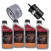 Kit Revisão 4 Litros Óleo Motrio 10W40 + Filtros Óleo e Combustível Logan Sandero Clio Symbol Kangoo Motor 1.6 8V Gasolina e Flex