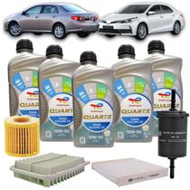 Kit Revisão 5 Litros de Óleo Total Quartz 10W30 + Kit de Filtros Mann Filter Toyota Corolla 1.8/2.0 16V 2010 até 2019