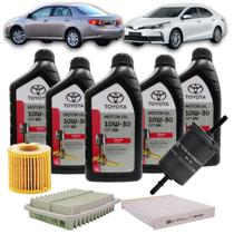 Kit Revisão 5 Litros de Óleo Toyota 10W30 Mineral + Kit de Filtros Mann Filter Toyota Corolla 1.8/2.0 16V Flex 2010 até 2019
