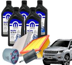 Kit Revisão com 5 Óleos 5w30 Mopar + Filtros Jeep Compass 2.0 16v Flex 2017 2018 2019 2020 2021