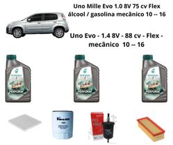 Kit revisão filtro oleo uno vivace 1.0 1.4 selenia