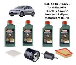 Kit revisão filtros oleo gol 1.6 8v g5/g6 castrol
