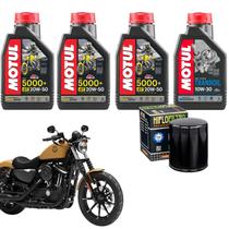 Kit Revisão Harley Sportster 883 1200 Troca de Óleo Motor e Câmbio Motul 5000 20w50 Transoill 10w30 Filtro Hiflo