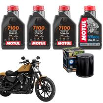 Kit Revisão Harley Sportster 883 1200 Troca de Óleo Motor e Câmbio Motul 7100 20w50 Transoill 10w30 Filtro Hiflo
