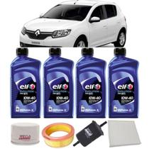 Kit Revisão Óleo Elf 10w40 Renault Sandero 1.6 8V Hi Flex + Filtros Anos 2014 2015 2016 2017 2018 2019 2020 2021