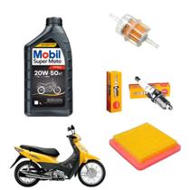 Kit revisao oleo mobil filtros vela honda biz 125 ate 2010