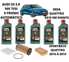 Kit revisao troca de oleo audi s3 2.0 2013 em diante castrol