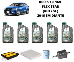 Kit revisão troca de oleo kicks 1.6 2016 diante selenia