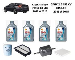 Kit revisão troca de oleo new civic 1.8 2.0 13 a 15 shell Kit revisão troca de oleo new civic 1.8 2.0 13 a 15 shell