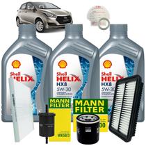 Kit Revisão Troca Óleo Shell + Filtros Hb20 1.0 3 Cilindros 2012 Até 2019