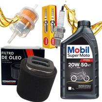 Kit Revisão Ybr 125 2001 A 2008 Ybr 125 Factor 2009 A 2015 Mobil 20w50 Filtros e Vela Ngk